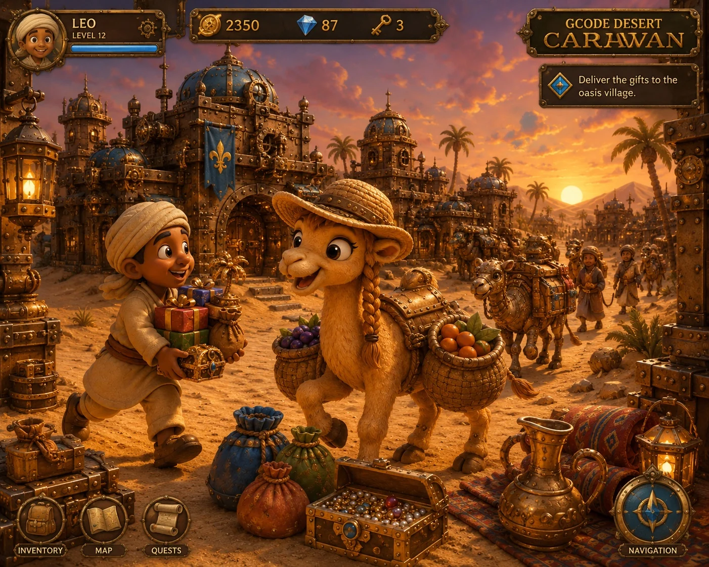 Desert caravan game scene