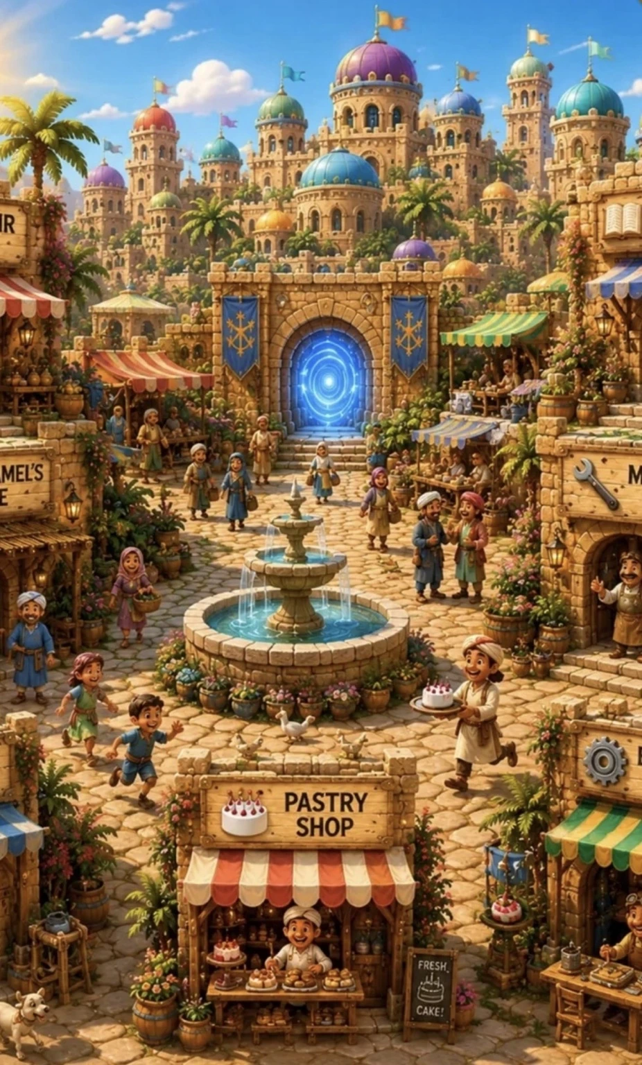 Colorful fantasy desert city