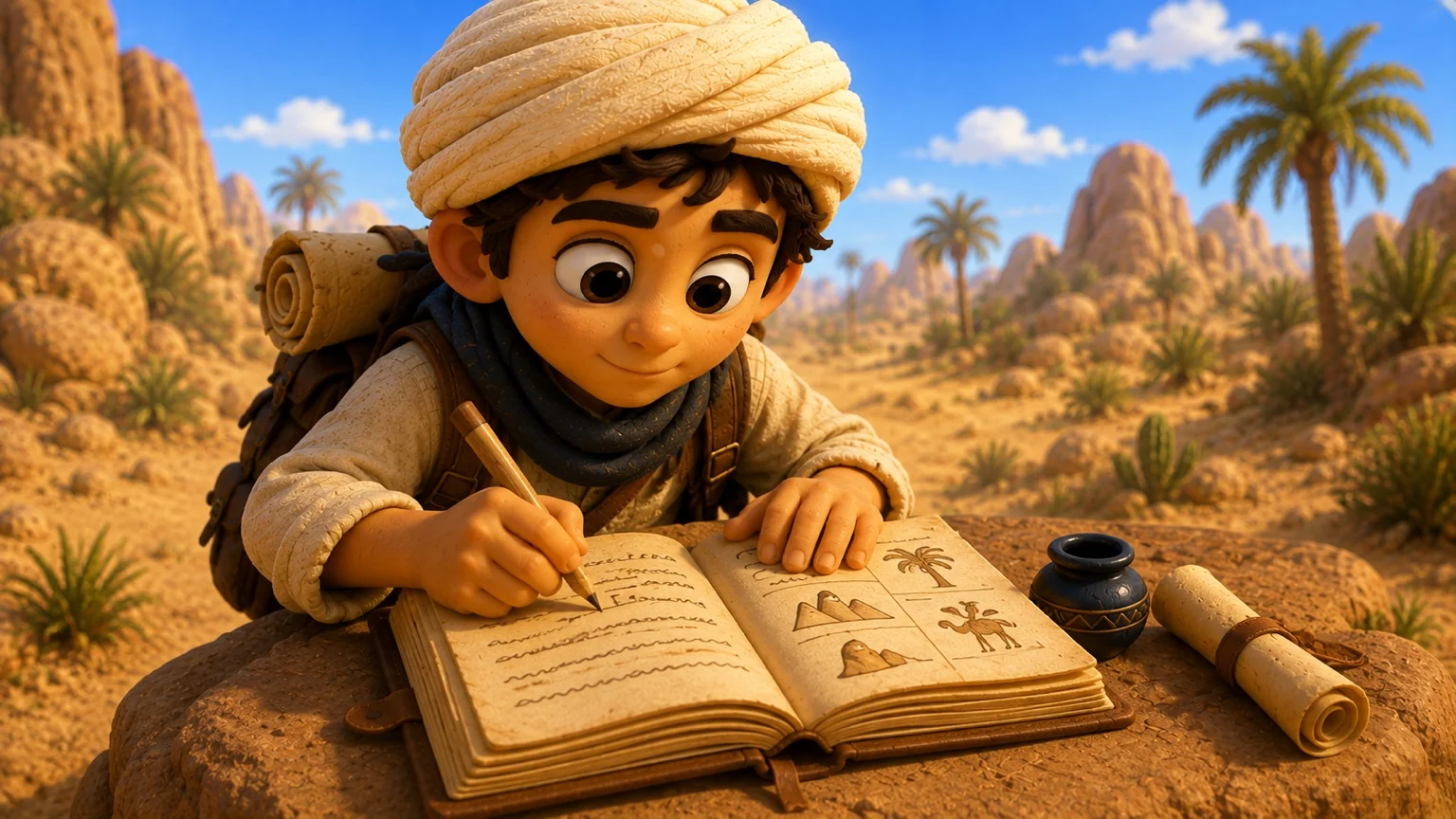 Character writing in a learning book