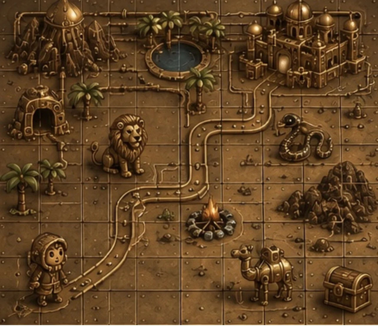 Board game style desert map